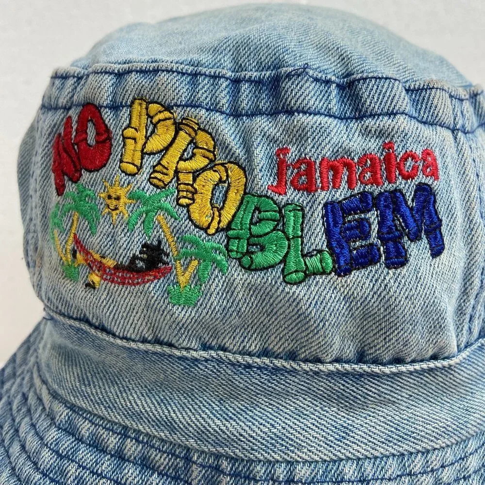 Vintage Denim Panama Cap Hat Jamaica